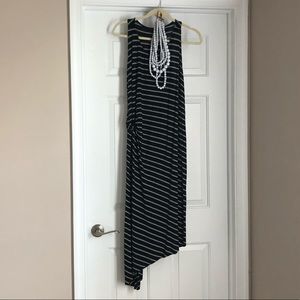 Asymmetrical Striped Dress with Side Ruching